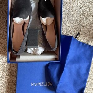 Stuart Weitzman grey suede heel pumps